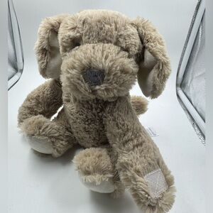 Elegant Baby Tan Puppy Dog Plush Hook Loop Hands Seated Stuffed Animal 7.5”